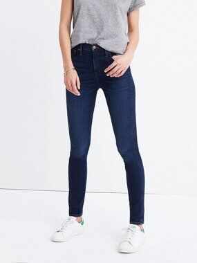 Madewell 10" High Rise Waisted Skinny Dark Rinse Navy Hayes Wash Jeans Pants 2